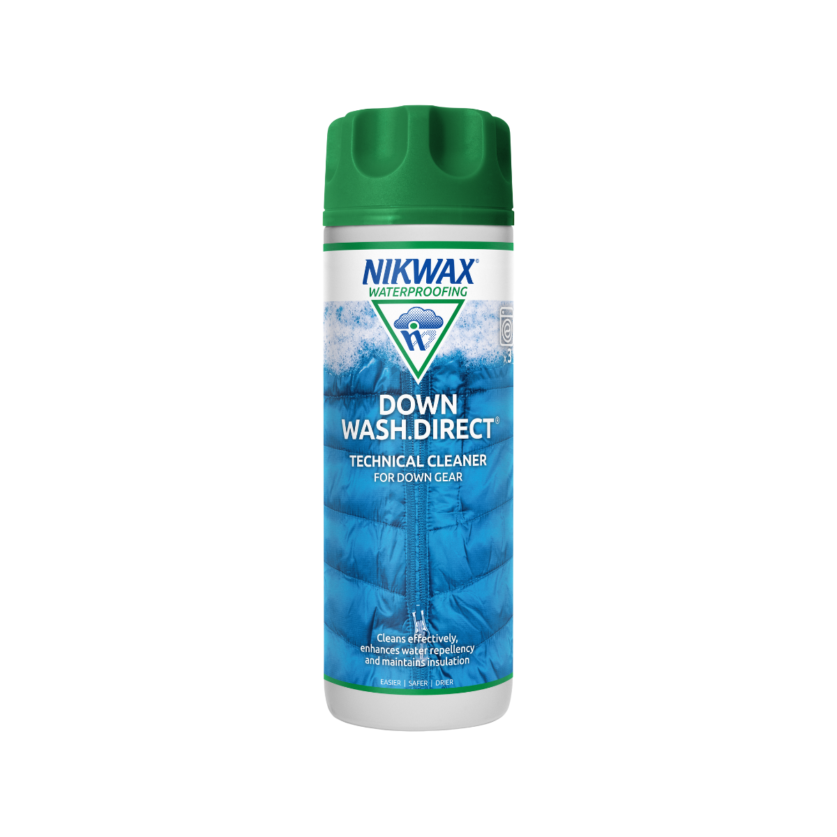 300ml bottle of Nikwax Down Wash Direct. White bottle with green lid | Ships from Melbourne