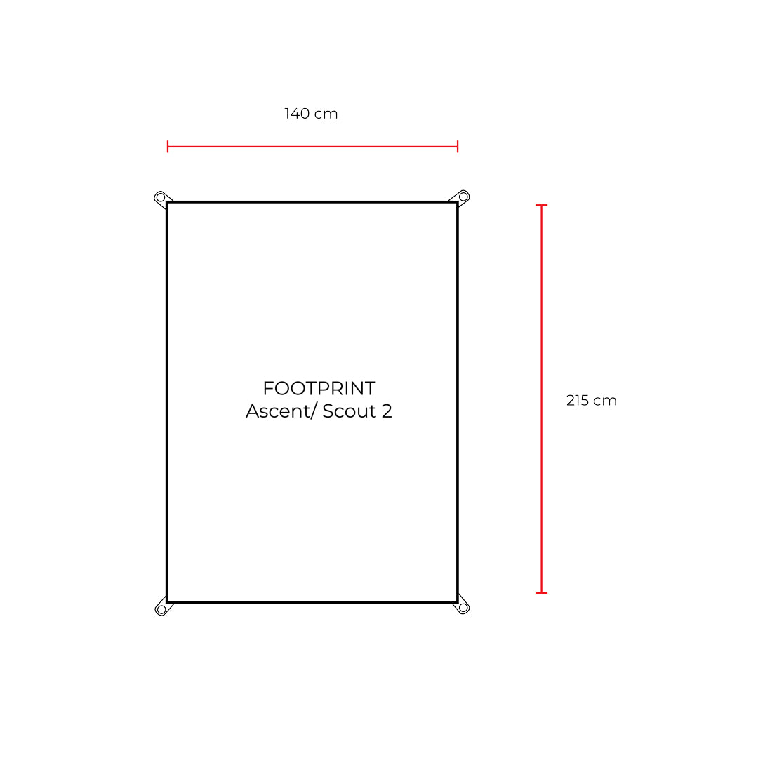Schematic for Domex Footprint for Ascent/Scout 2 | Width = 140 cm, Length = 215 cm