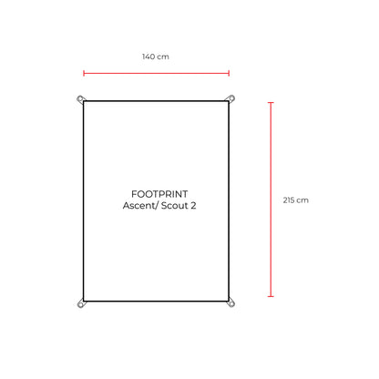 Schematic for Domex Footprint for Ascent/Scout 2 | Width = 140 cm, Length = 215 cm